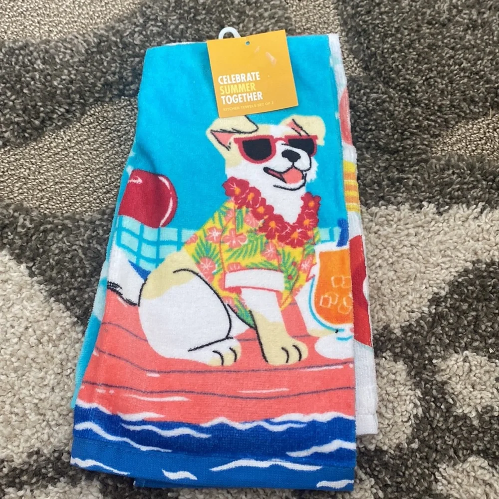 New Kohl's Celebrate Together Summer Dog Kitchen Towels 2-Pack